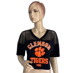Pink Victoria’s Secret Women's University Clemson Tigers Jersey Cropped XS